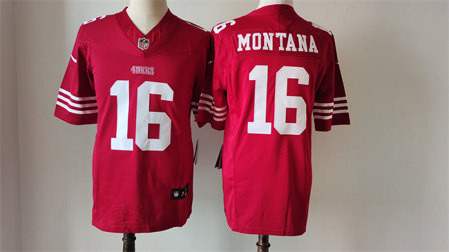 Men's NFL San Francisco 49ers #16 Joe Montana Red 2023 F.U.S.E. Vapor Untouchable Limited Football Stitched Jersey